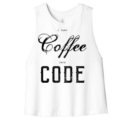 I Turn Coffee Into Code Women's Racerback Cropped Tank