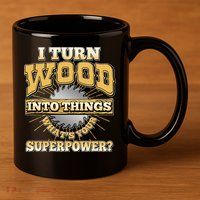 I Turn Woodworking Into Things What Is Your Superpower 11oz C Handle Ceramic Mug