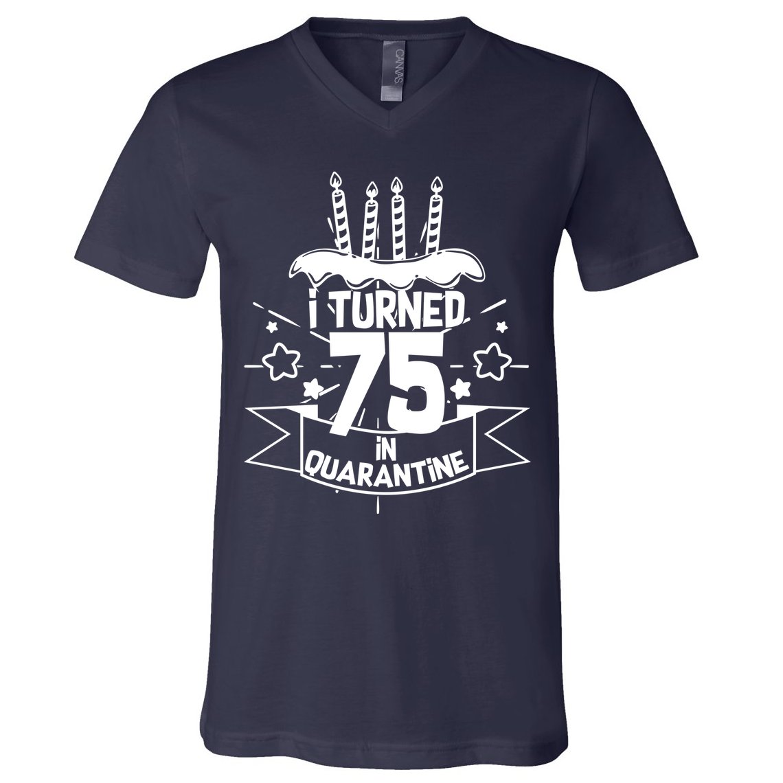 I Turned 75 In Quarantine Birthday V-Neck T-Shirt