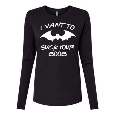 I Vant To Suck Your Boobs Vampire Bat Halloween Womens Cotton Relaxed Long Sleeve T-Shirt