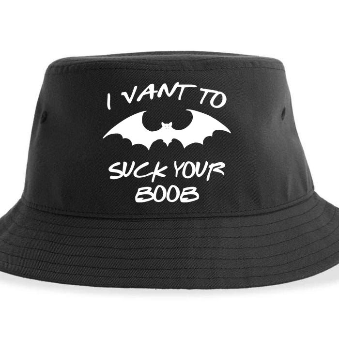 I Vant To Suck Your Boobs Vampire Bat Halloween Sustainable Bucket Hat