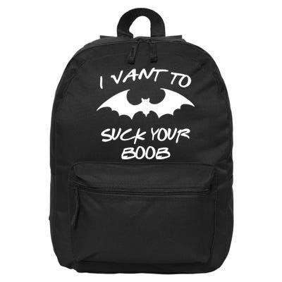 I Vant To Suck Your Boobs Vampire Bat Halloween 16 in Basic Backpack