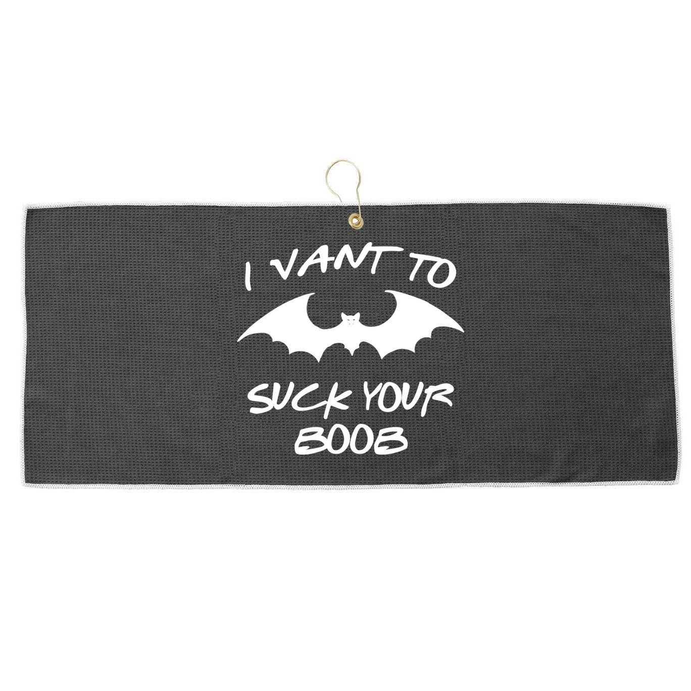 I Vant To Suck Your Boobs Vampire Bat Halloween Large Microfiber Waffle Golf Towel