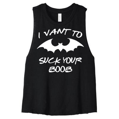 I Vant To Suck Your Boobs Vampire Bat Halloween Women's Racerback Cropped Tank