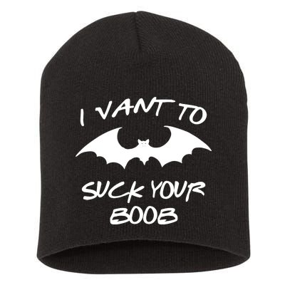 I Vant To Suck Your Boobs Vampire Bat Halloween Short Acrylic Beanie