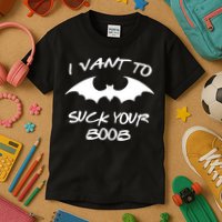 I Vant To Suck Your Boobs Vampire Bat Halloween Kids T-Shirt