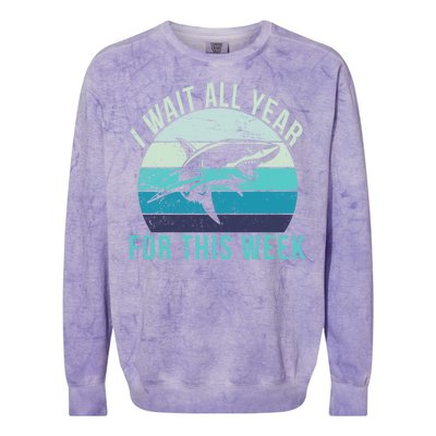 I Wait All Year For This Week Shark Colorblast Crewneck Sweatshirt