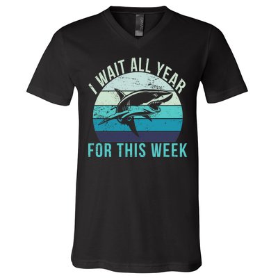 I Wait All Year For This Week Shark V-Neck T-Shirt