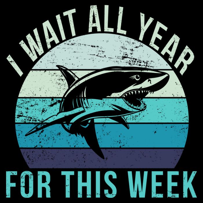 I Wait All Year For This Week Shark Drawstring Bag