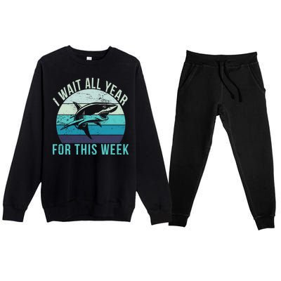 I Wait All Year For This Week Shark Premium Crewneck Sweatsuit Set