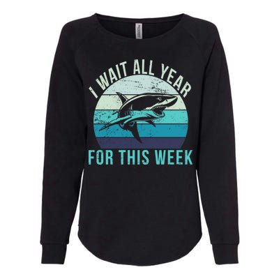 I Wait All Year For This Week Shark Womens California Wash Sweatshirt