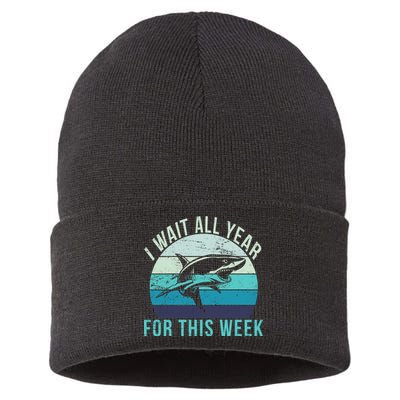 I Wait All Year For This Week Shark Sustainable Knit Beanie