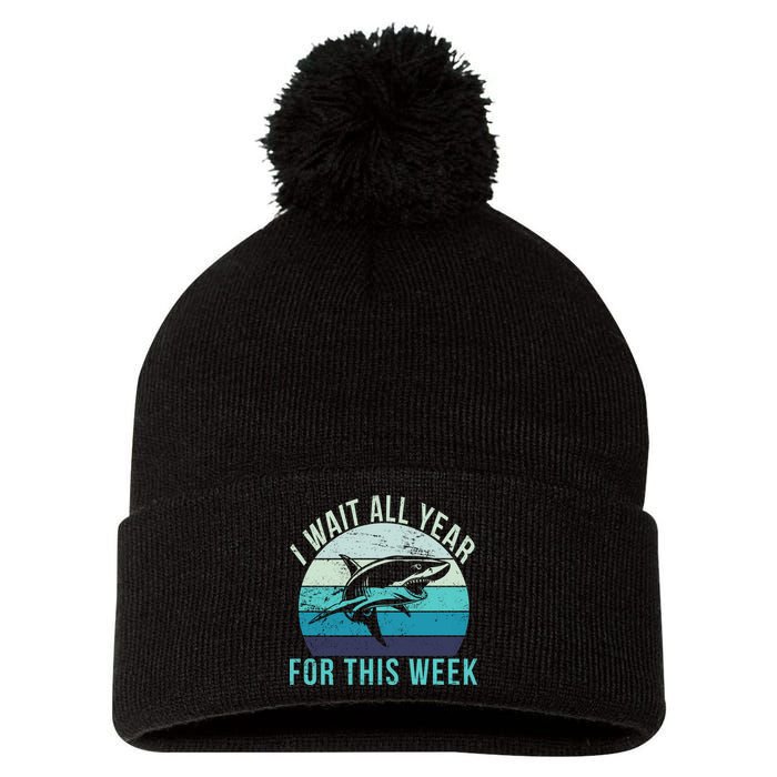 I Wait All Year For This Week Shark Pom Pom 12in Knit Beanie