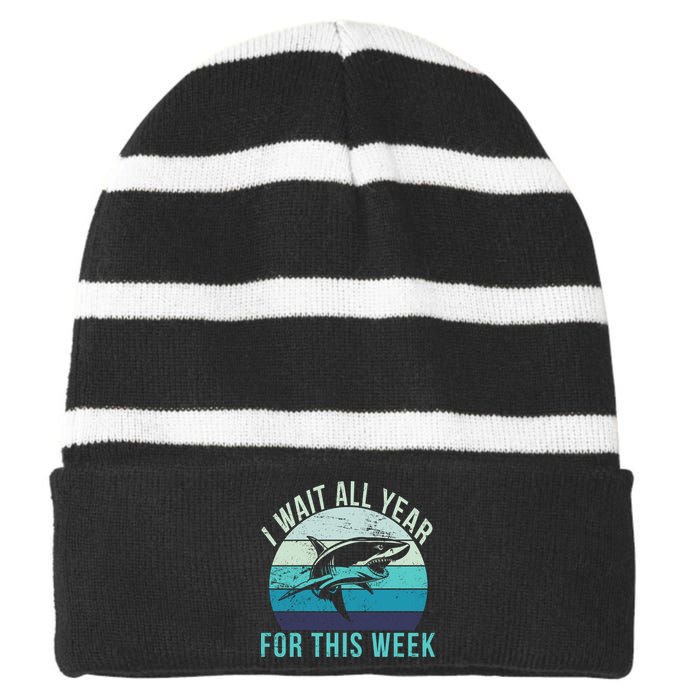 I Wait All Year For This Week Shark Striped Beanie with Solid Band