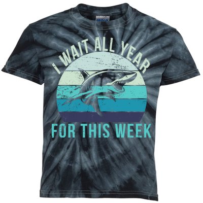 I Wait All Year For This Week Shark Kids Tie-Dye T-Shirt