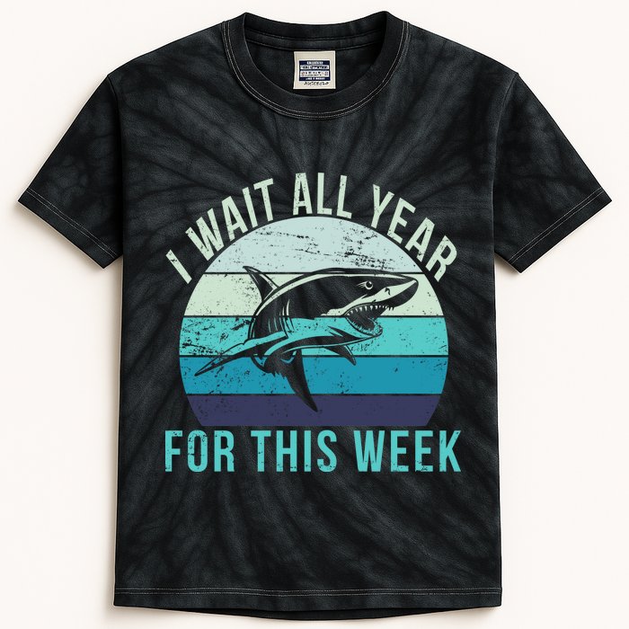 I Wait All Year For This Week Shark Kids Tie-Dye T-Shirt