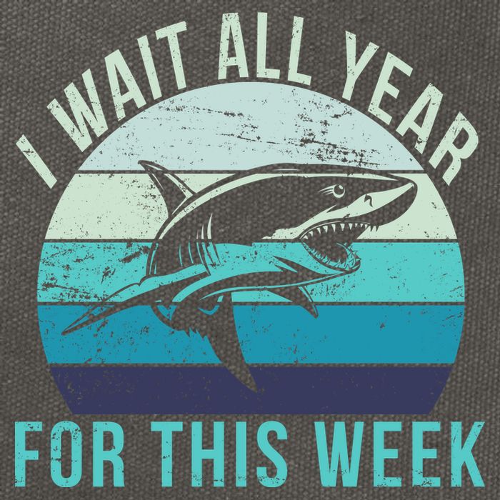 I Wait All Year For This Week Shark Cotton Canvas Backpack