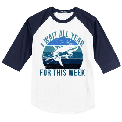 I Wait All Year For This Week Shark Baseball Sleeve Shirt