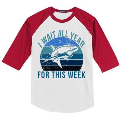 I Wait All Year For This Week Shark Kids Colorblock Raglan Jersey