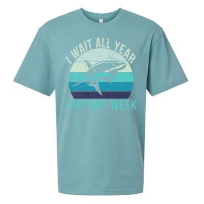 I Wait All Year For This Week Shark Sueded Cloud Jersey T-Shirt