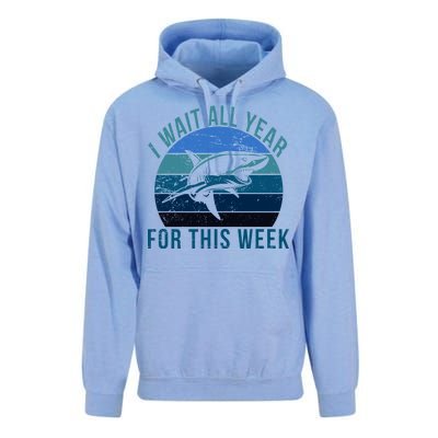 I Wait All Year For This Week Shark Unisex Surf Hoodie