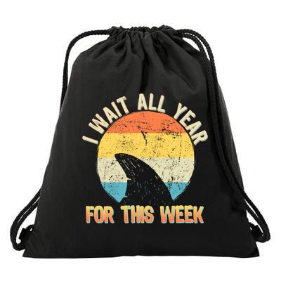 I Wait All Year For This Week Vintage Shark Drawstring Bag