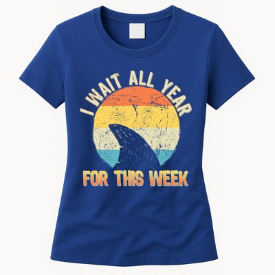 I Wait All Year For This Week Vintage Shark Womens T-Shirt