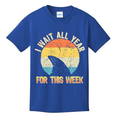 I Wait All Year For This Week Vintage Shark Kids T-Shirt