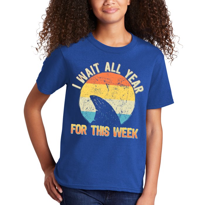 I Wait All Year For This Week Vintage Shark Kids T-Shirt