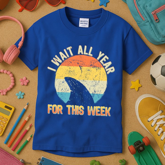 I Wait All Year For This Week Vintage Shark Kids T-Shirt