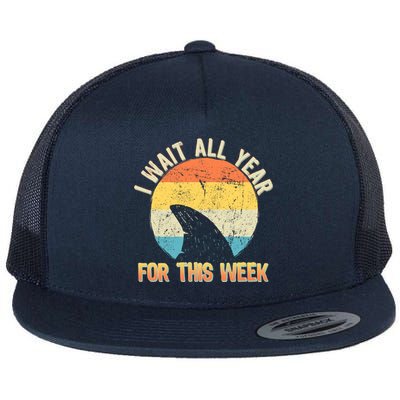 I Wait All Year For This Week Vintage Shark Flat Bill Trucker Hat