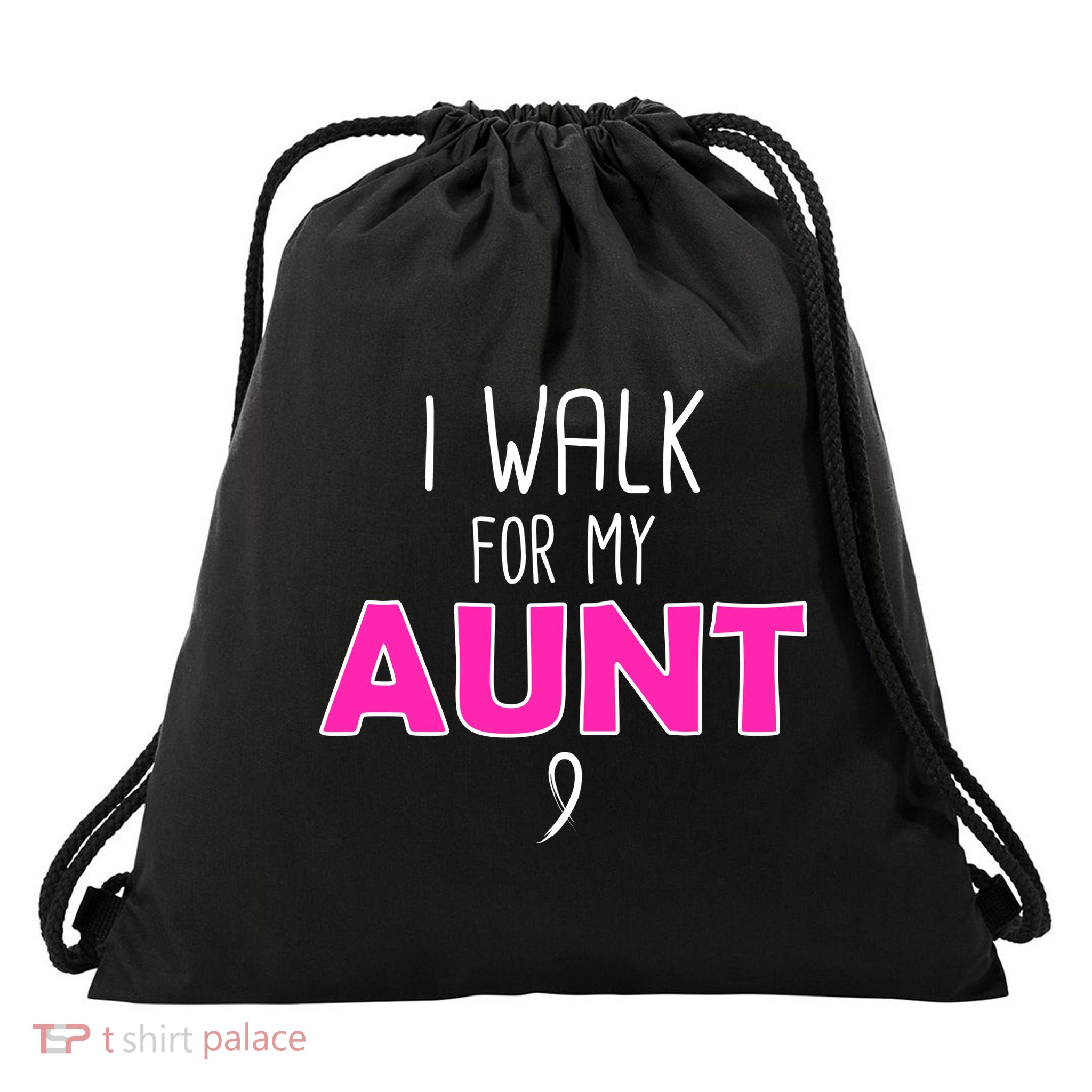 I Walk For My Aunt Breast Cancer Drawstring Bag