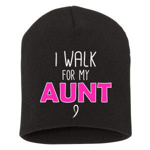 I Walk For My Aunt Breast Cancer Short Acrylic Beanie