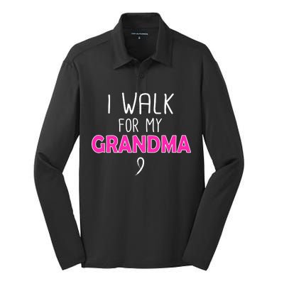 I Walk For My Grandma Breast Cancer Silk Touch Performance Long Sleeve Polo