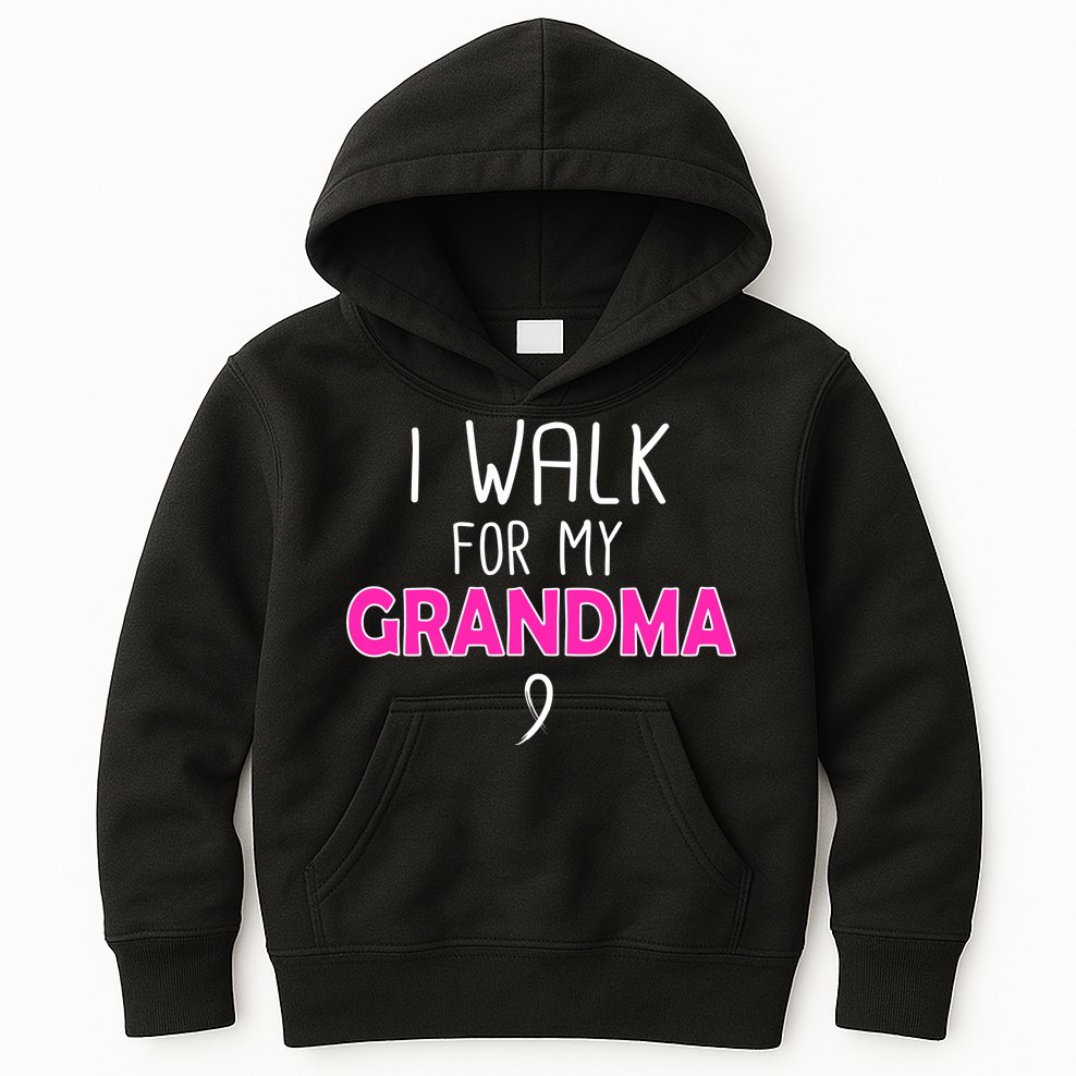 I Walk For My Grandma Breast Cancer Kids Hoodie