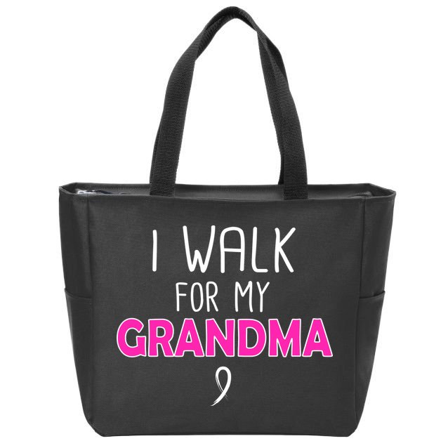 I Walk For My Grandma Breast Cancer Zip Tote Bag