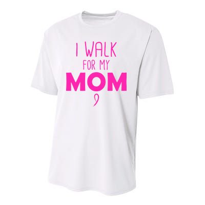 I Walk For My Mom Breast Cancer Youth Performance Sprint T-Shirt