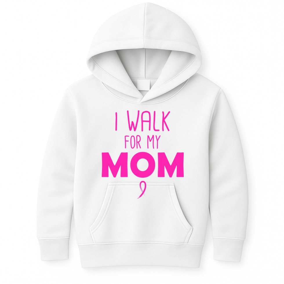 I Walk For My Mom Breast Cancer Kids Hoodie