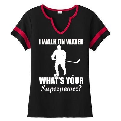 I Walk On Ice What's Your Superpower Ladies Halftime Notch Neck Tee