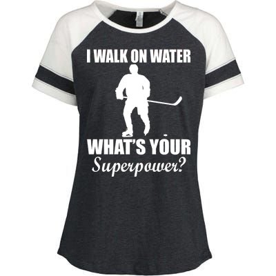 I Walk On Ice What's Your Superpower Enza Ladies Jersey Colorblock Tee