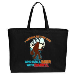 I Wanna Be the One Who Has a Beer With Darryl Funny Bigfoot Cotton Canvas Jumbo Tote