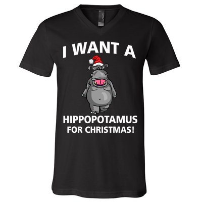 I Want A Hippopotamus For Christmas V-Neck T-Shirt