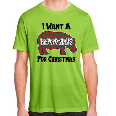 I Want A Hippopotamus For Christmas Buffalo Plaid Hippo Adult ChromaSoft Performance T-Shirt