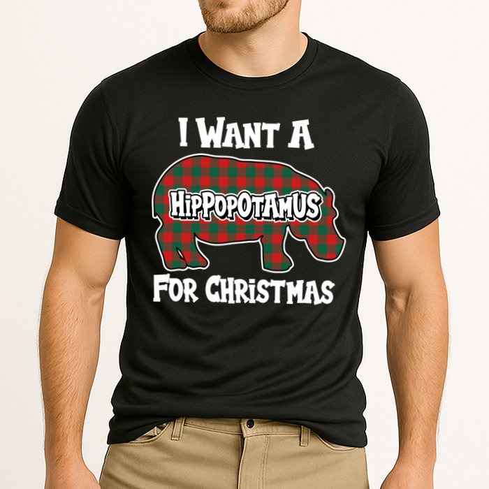 I Want A Hippopotamus For Christmas Buffalo Plaid Hippo Performance Shirt