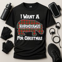 I Want A Hippopotamus For Christmas Buffalo Plaid Hippo Performance Shirt