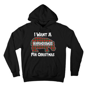 I Want A Hippopotamus For Christmas Buffalo Plaid Hippo Hoodie