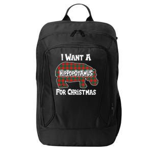 I Want A Hippopotamus For Christmas Buffalo Plaid Hippo City Backpack