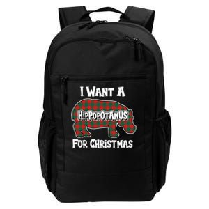 I Want A Hippopotamus For Christmas Buffalo Plaid Hippo Daily Commute Backpack