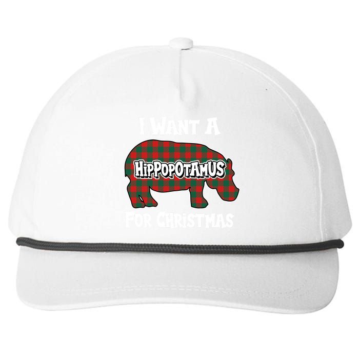 I Want A Hippopotamus For Christmas Buffalo Plaid Hippo Snapback Five-Panel Rope Hat