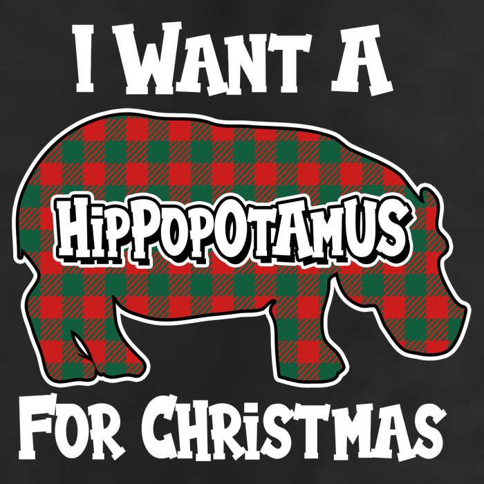 I Want A Hippopotamus For Christmas Buffalo Plaid Hippo Beanie